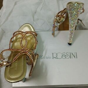 Sparkling Gold and Silver Heels By Mario Rossini Never Worn
